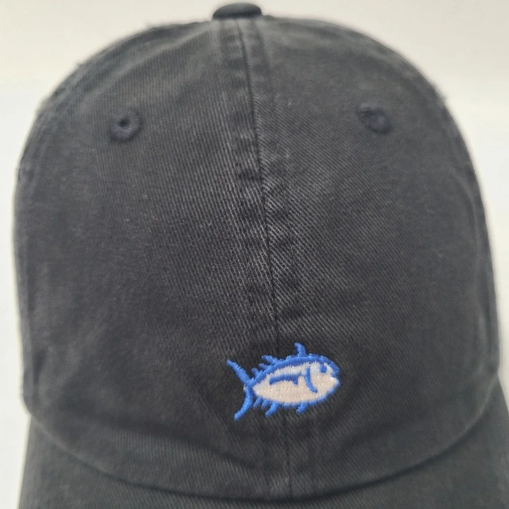 Southern Tide Hat Strapback (Fits Small) Black Blue Skipjack Tuna Logo Fish Men